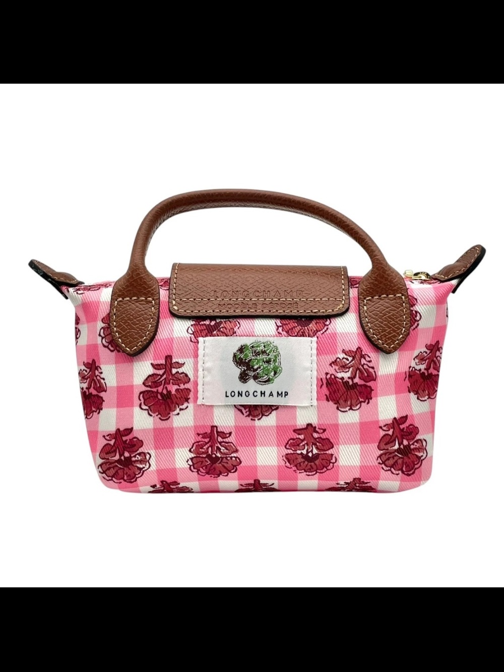 Longchamp XS Le Pliage Artichoke Rose Pink Gingham - Picture 4 of 9
